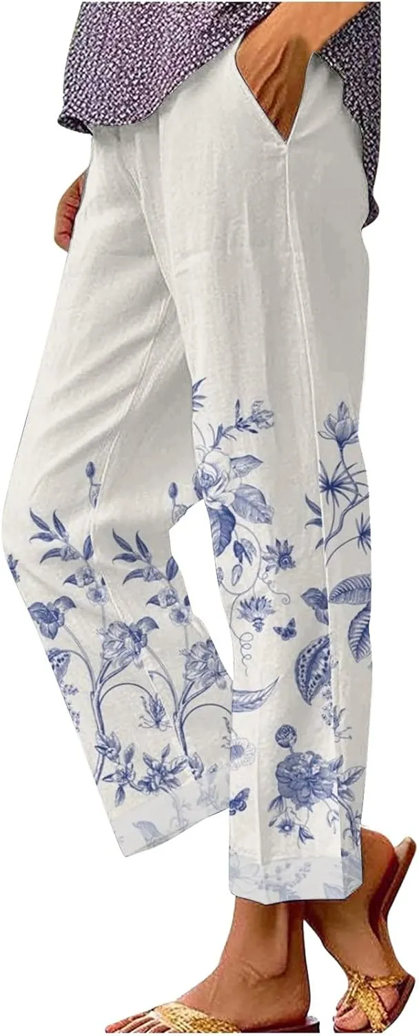Linen Work Pants Women Plus Size Spring Womens Pants Dressy Casual Linen Womens Hemp Linen Yoga Pants