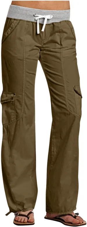 Low Rise Pants for Women, Cargo Pants Women, Casual, Drawstring, Straight Leg, Hiking Pants, Y2k, Trendy Trousers