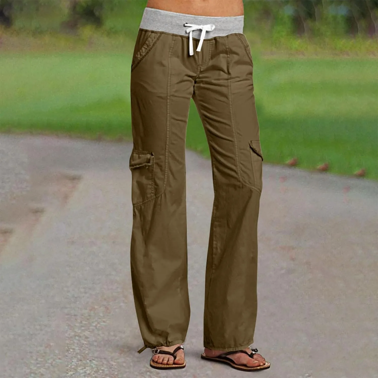 Low Rise Pants for Women, Cargo Pants Women, Casual, Drawstring, Straight Leg, Hiking Pants, Y2k, Trendy Trousers