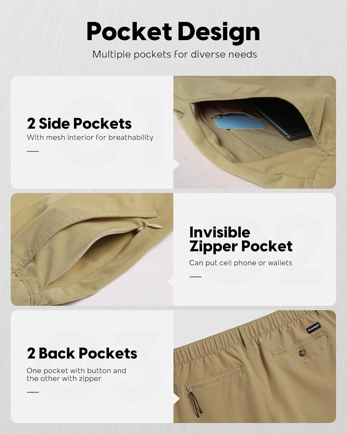 maamgic Men's 5/7 Inch Casual Classic Fit Shorts with Multi-Pocket Quick Dry Sports Shorts