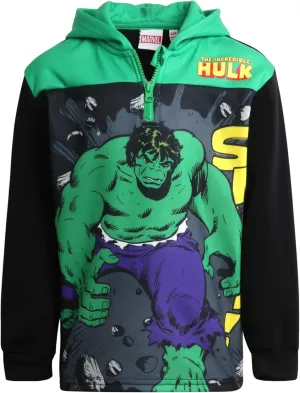 Marvel Boys' Spiderman Sweatshirt - Captain America, Iron Man, Hulk and Panther Quarter Zip Fleece Graphic Hoodie (2T-16)
