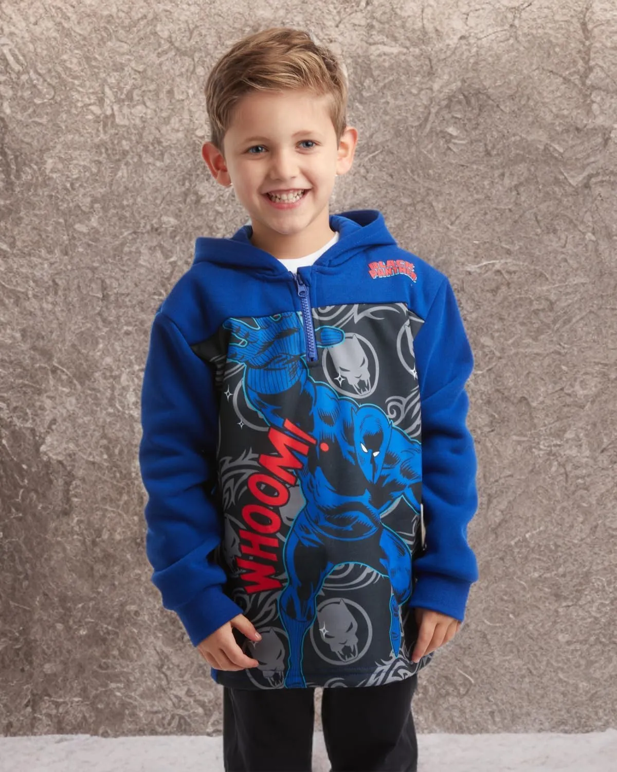 Marvel Boys' Spiderman Sweatshirt - Captain America, Iron Man, Hulk and Panther Quarter Zip Fleece Graphic Hoodie (2T-16)