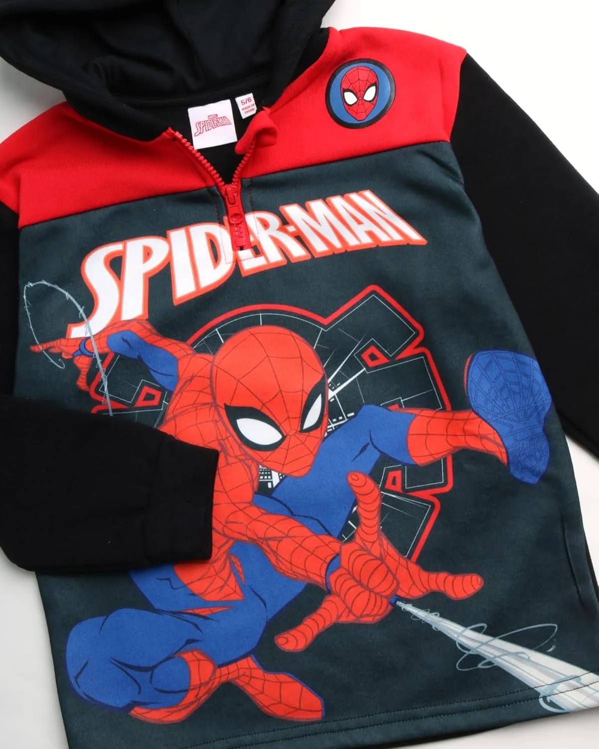 Marvel Boys' Spiderman Sweatshirt - Captain America, Iron Man, Hulk and Panther Quarter Zip Fleece Graphic Hoodie (2T-16)