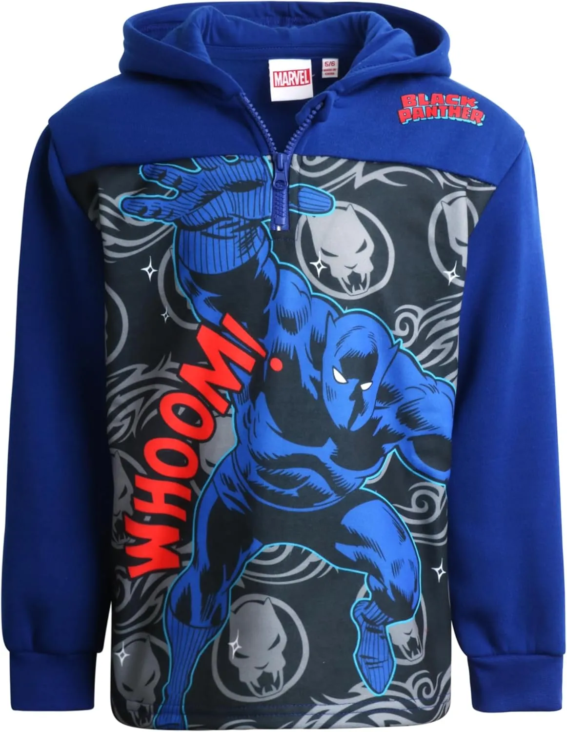 Marvel Boys' Spiderman Sweatshirt - Captain America, Iron Man, Hulk and Panther Quarter Zip Fleece Graphic Hoodie (2T-16)
