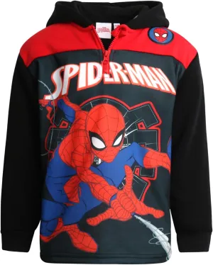 Marvel Boys' Spiderman Sweatshirt - Captain America, Iron Man, Hulk and Panther Quarter Zip Fleece Graphic Hoodie (2T-16)