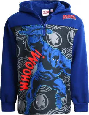 Marvel Boys' Spiderman Sweatshirt - Captain America, Iron Man, Hulk and Panther Quarter Zip Fleece Graphic Hoodie (2T-16)