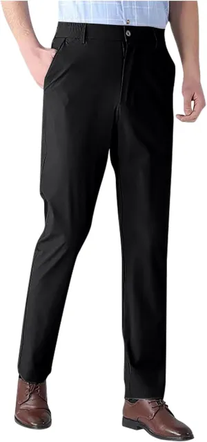 Men Formal Dress Pants Wrinkle Free Slim Fit Business Work Pant Summer Lightweight Casual Suit Trousers with Pockets