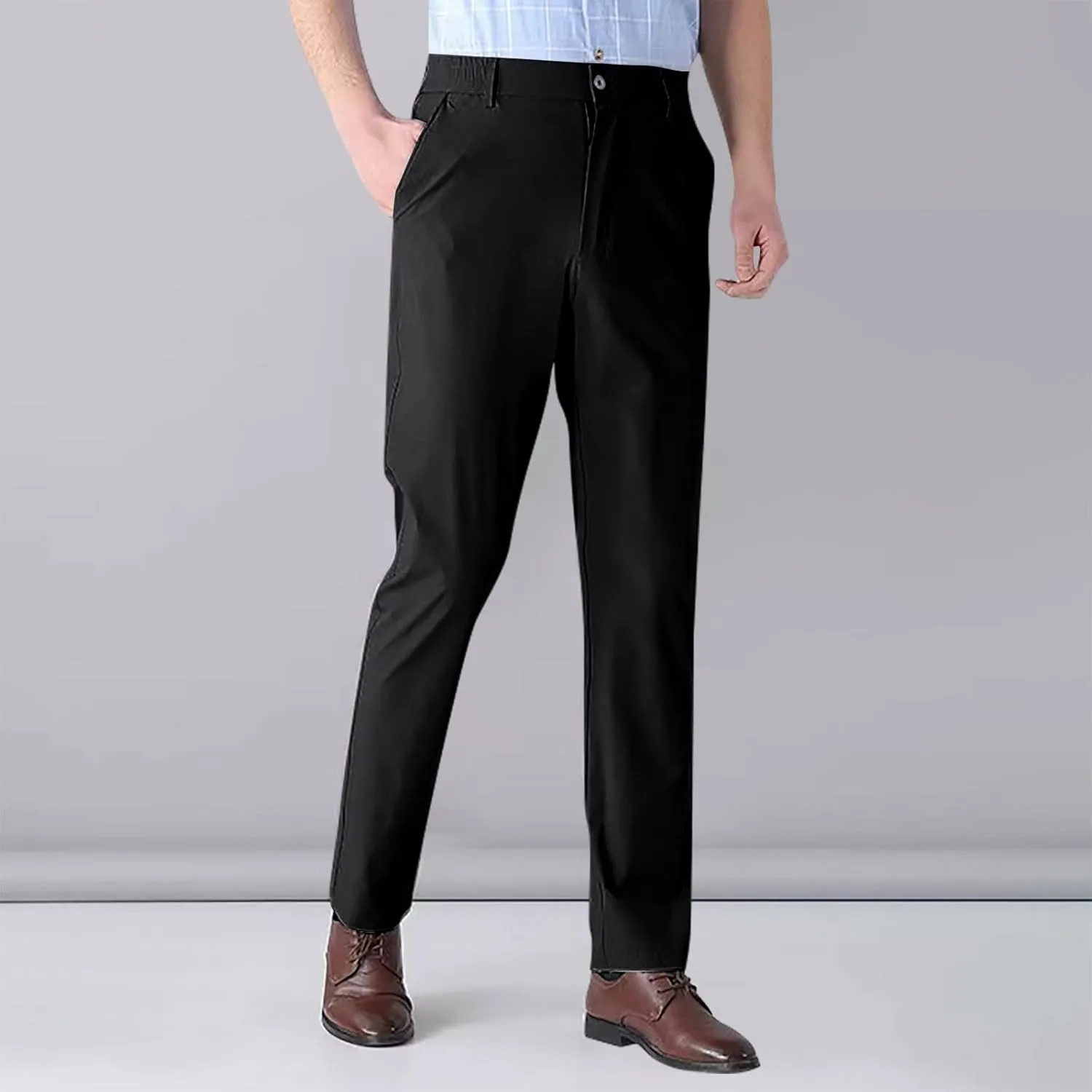 Men Formal Dress Pants Wrinkle Free Slim Fit Business Work Pant Summer Lightweight Casual Suit Trousers with Pockets