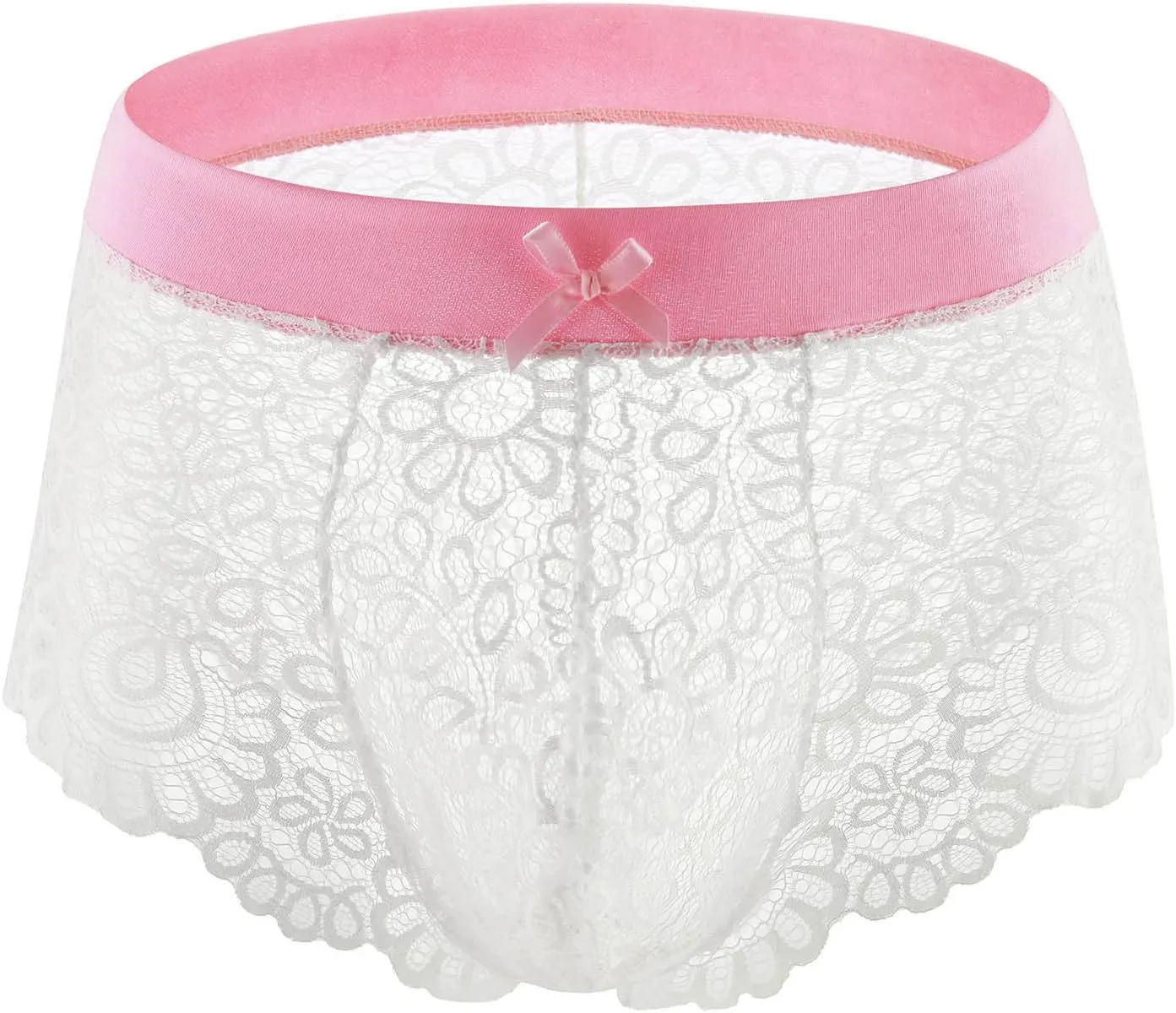 Men Lingerie Lace Boxers Brief With Ball Pouch Sheer Underwear Sexy Husband Boyfriend Valentine Dating Sissy Panties