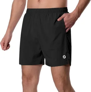 Men's 5 Inch Running Shorts Lightweight Athletic Workout Gym Shorts Liner with Zipper Pockets