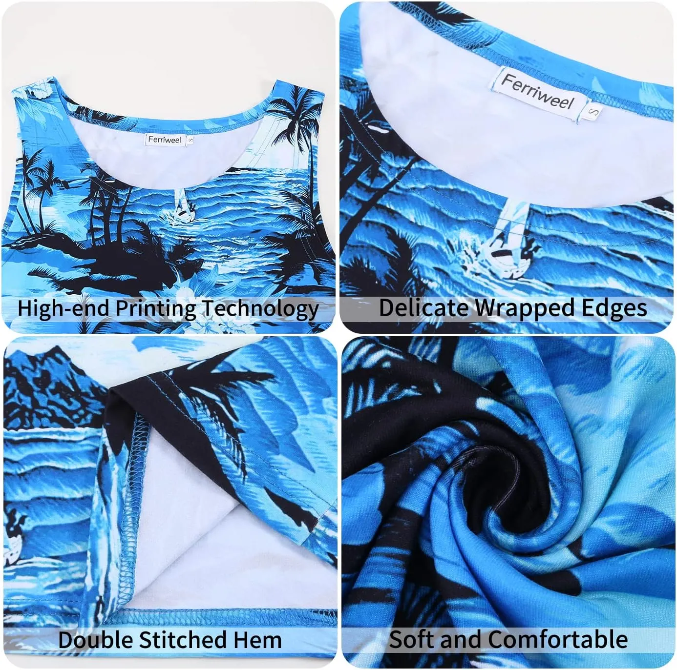 Mens Beach Tank Tops Summer Quick Dry Sleeveless Novelty Tee Sports Gym Workout T-Shirt