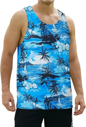Mens Beach Tank Tops Summer Quick Dry Sleeveless Novelty Tee Sports Gym Workout T-Shirt
