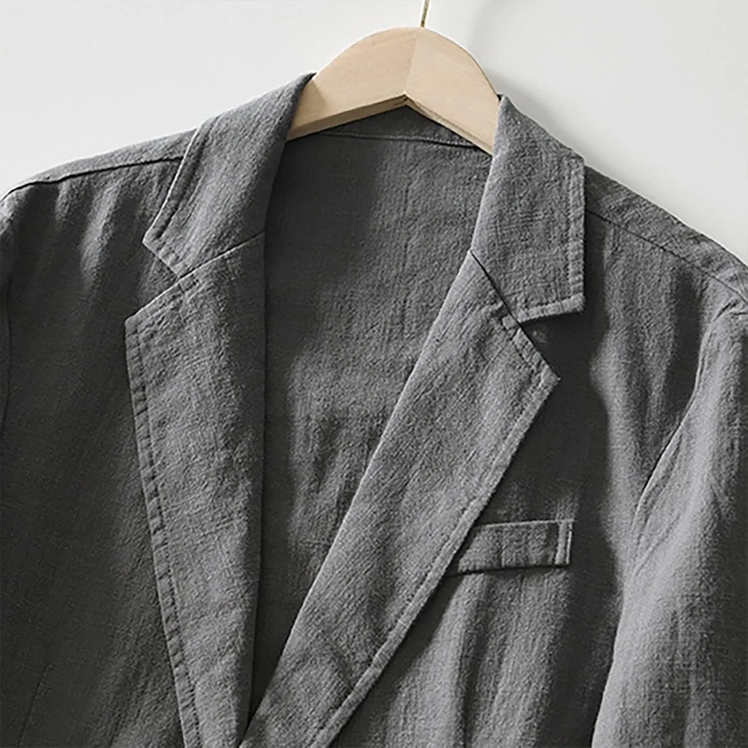 Mens Big and Tall Casual Linen Blazers Loose Fit Lightweight Button Up Suit Jackets Lapel Collar Tailored Sport Coats