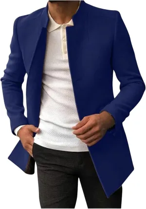 Mens Casual Lightweight Suit Blazer Jackets Stand Collar Lined Sport Coats Business Coats