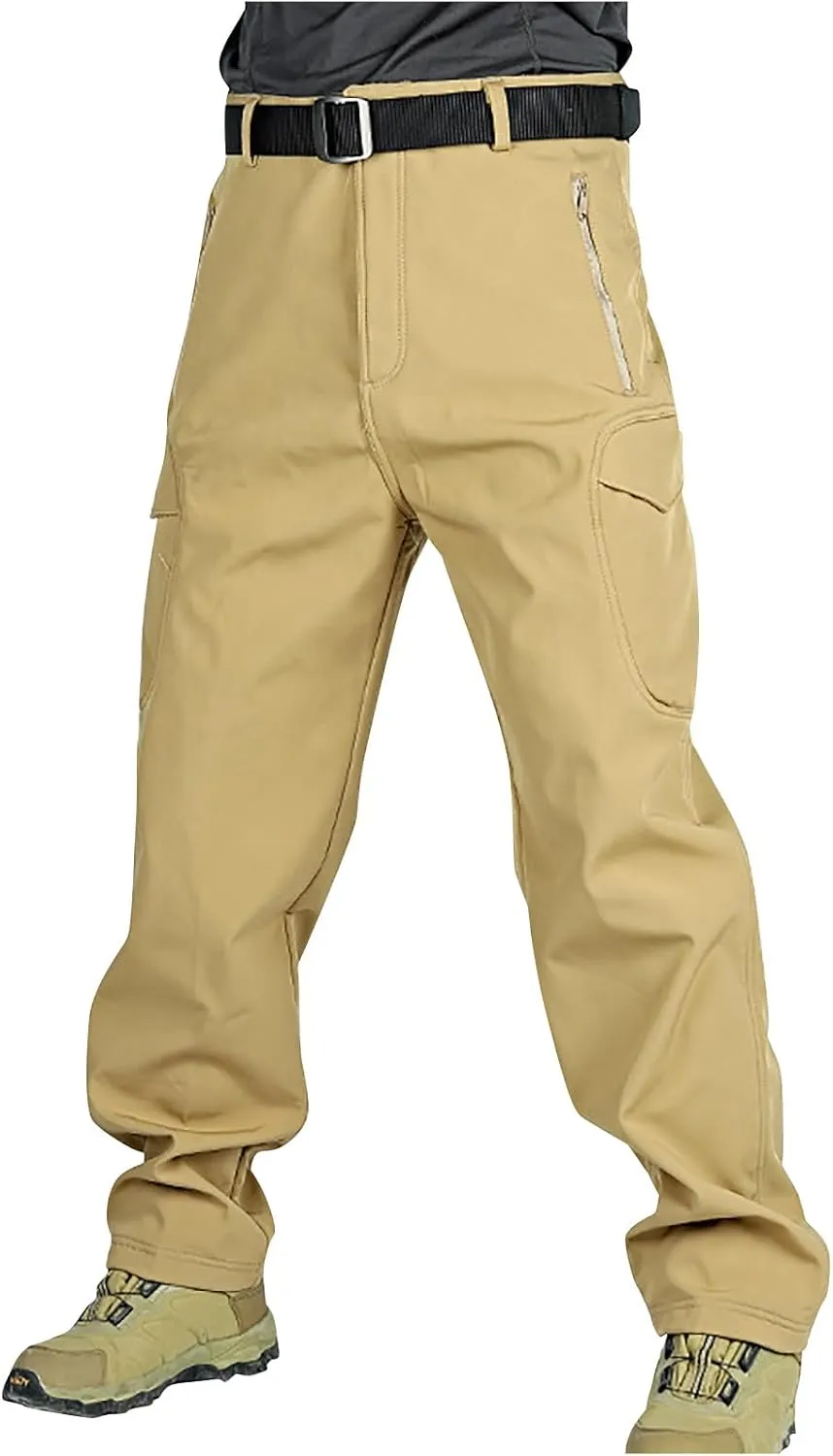 Mens Casual Outdoor Quick Dry Lightweight Hiking Fishing Zip Off Cargo Work Pant Trousers Slim Fit Stretch Joggers Khaki