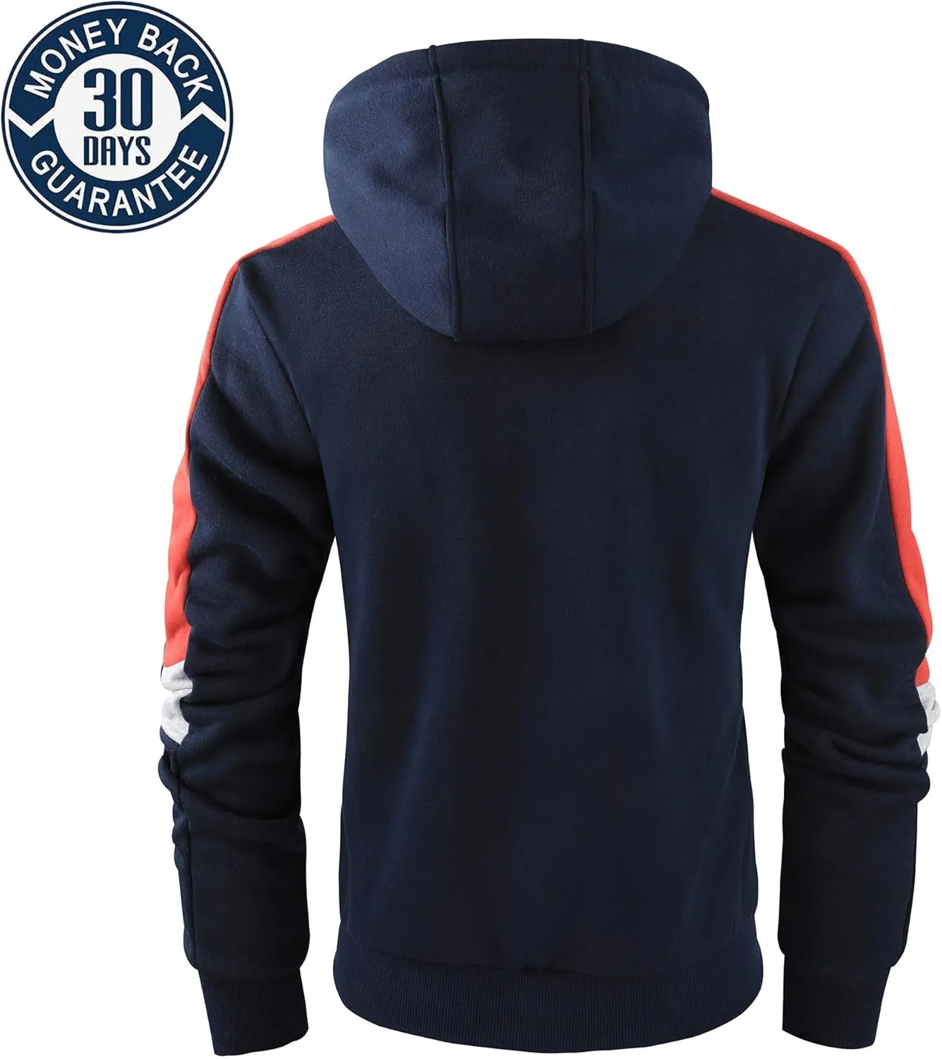 Men's Full Zip Fleece Hoodie zippered Color Block hooded slim Fit Long Sleeve Lightweight Sweatshirt