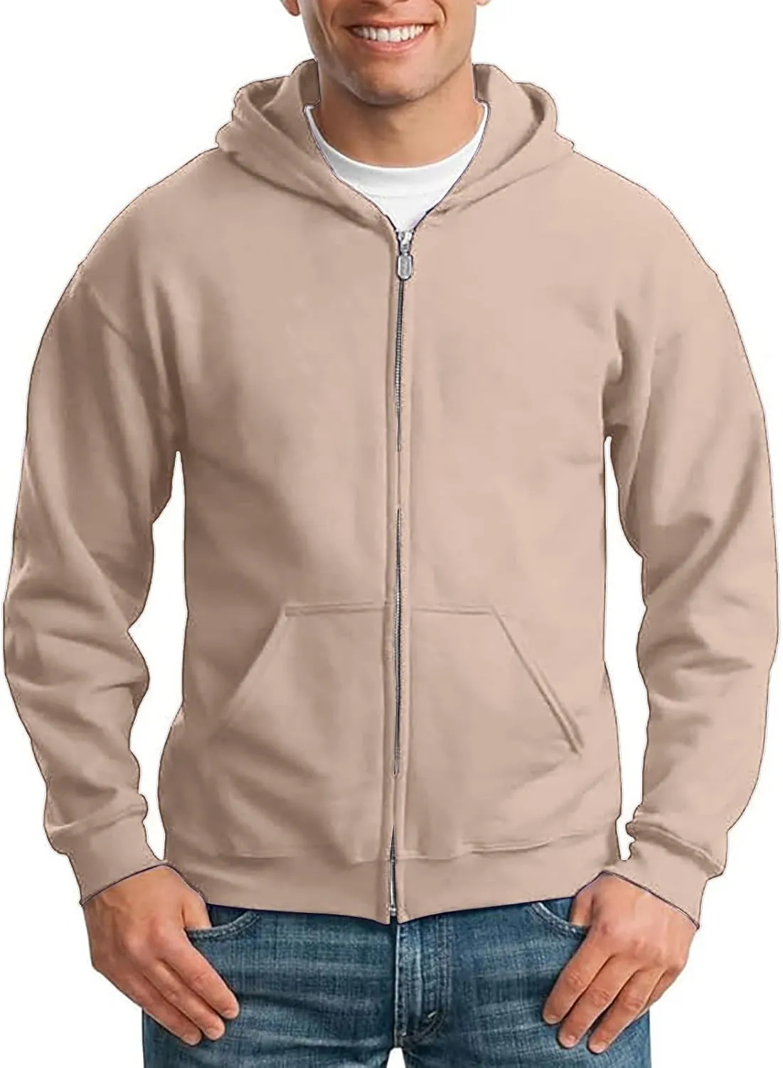 Mens Hoodie Pullover Zip Up Drop Shoulder Oversized Jacket Teens Preppy Loose Casual Fleece Drawstring Pullover Tops