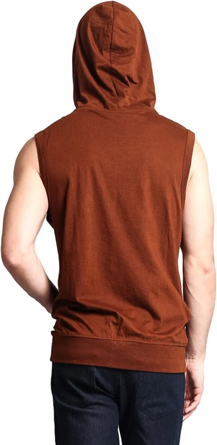 Men's Lightweight Athletic Casual Sleeveless Contrast Zipper Hoodie