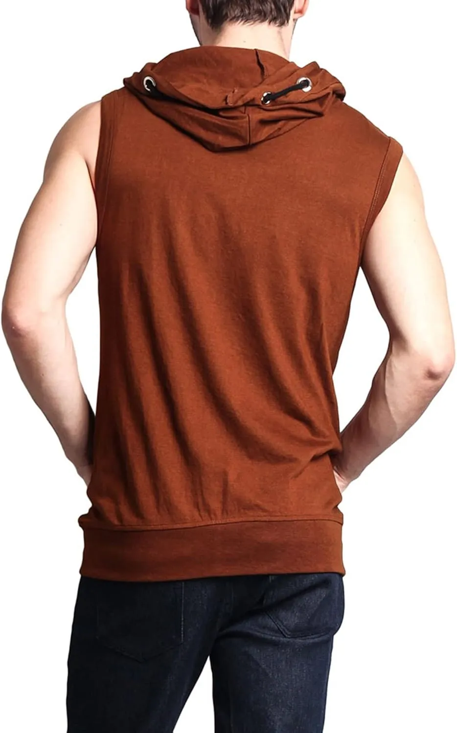 Men's Lightweight Athletic Casual Sleeveless Contrast Zipper Hoodie