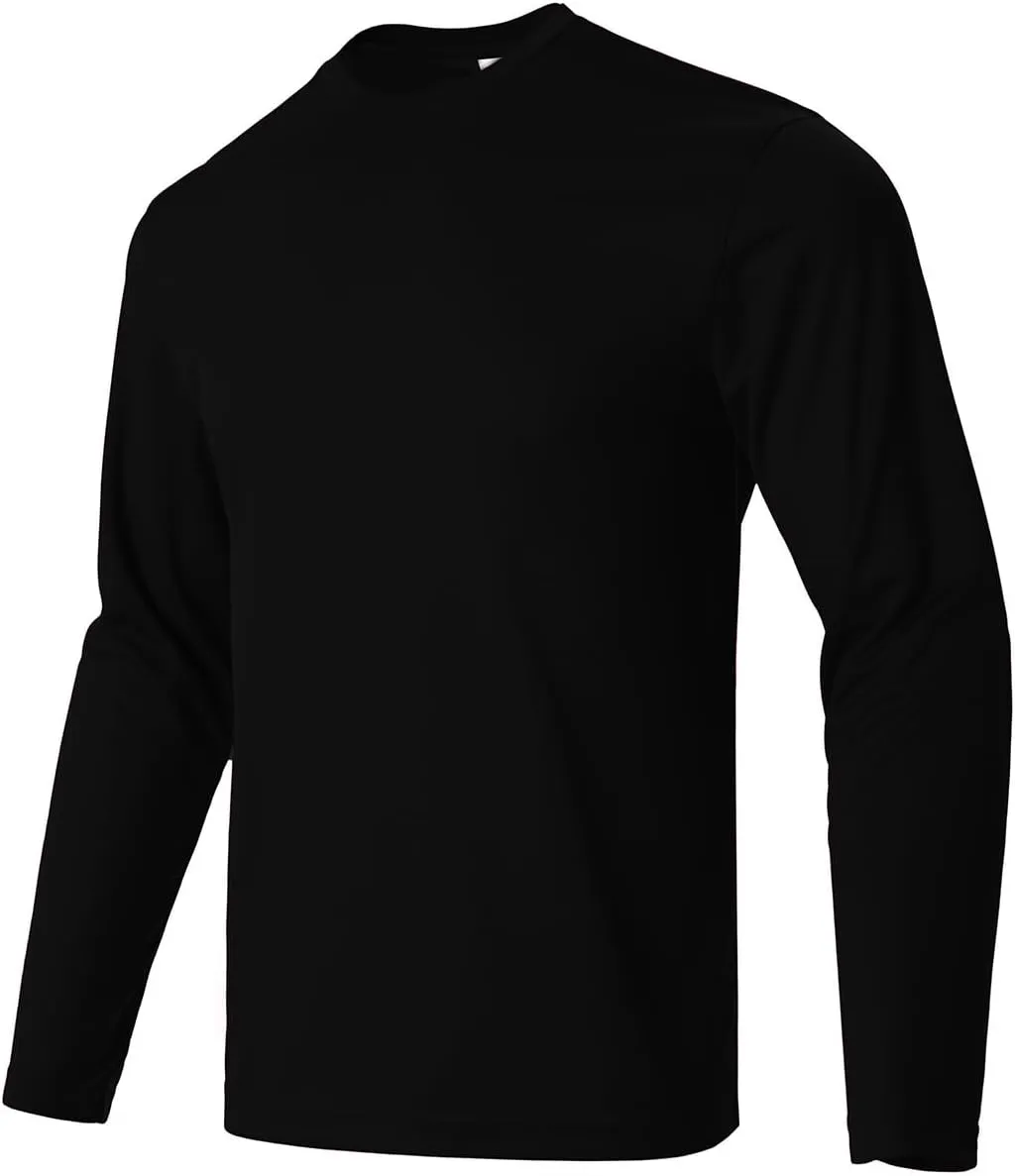 Mens Long Sleeve Shirts Casual Quick Dry Crew Neck Work Shirts Athletic Cycling Hiking T-Shirts 5 Pack