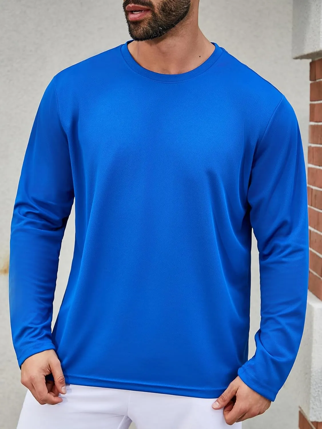 Mens Long Sleeve T-Shirts Casual Crew Neck Tee Shirt Summer Soft Running Swimming Cycling Fishing Tops