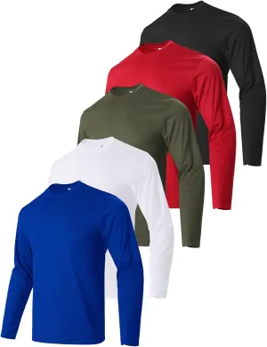 Mens Long Sleeve T-Shirts Casual Crew Neck Tee Shirt Summer Soft Running Swimming Cycling Fishing Tops