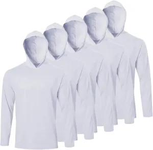 Men's Pack Dry-Fit UV Moisture Wicking Shirts UPF 50  Breathable Long Sleeve Tees Sun Protection T-Shirt with Hood