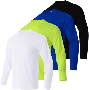 Men's Pack Dry-Fit UV Moisture Wicking Shirts UPF 50  Breathable Long Sleeve Tees Sun Protection T-Shirt with Hood