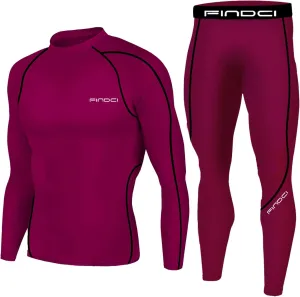 Men's Sports Running Set Compression Shirt   Pants Skin-Tight Long Sleeves Quick Dry Fitness Tracksuit Gym Yoga Suits