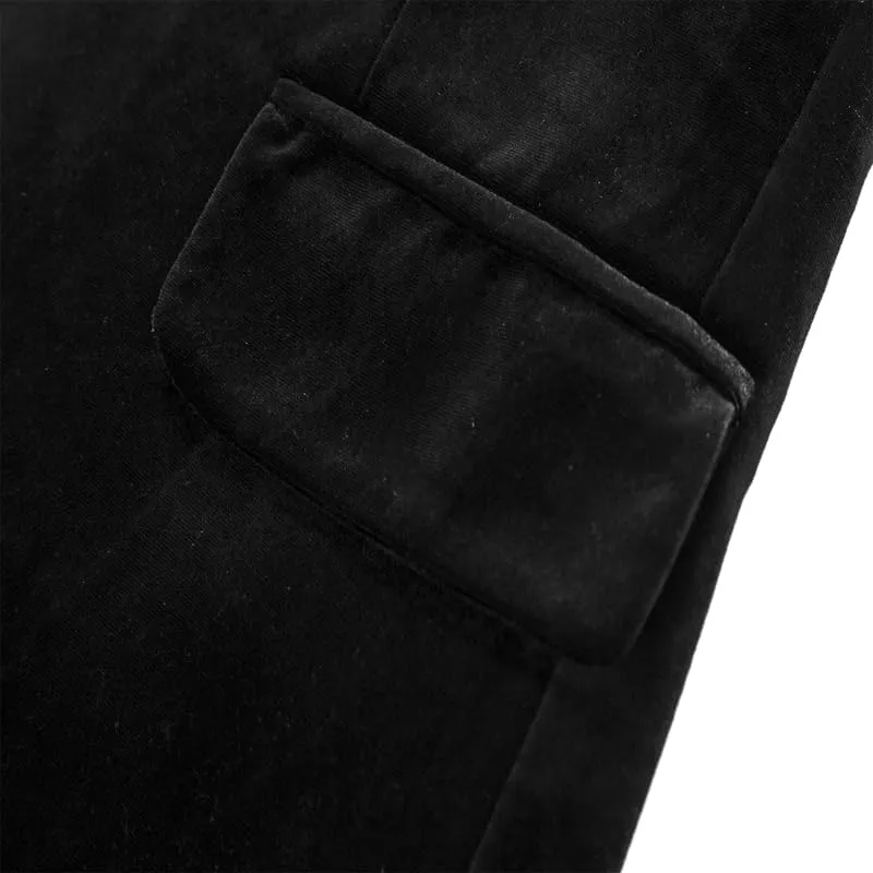 Mens Velvet Blazer Slim Fit Stylish Suit Jacket 1 Button Notched Lapel Sport Coat Tuxedo for Party Prom Dinner