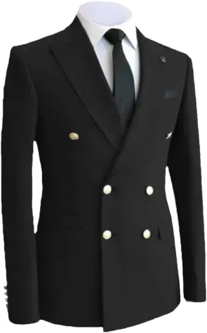 Mens Wedding Suits Jacket Formal Double Breasted Slim Fit Wool Blend Blazers Tuxedos Prom Dress Coat