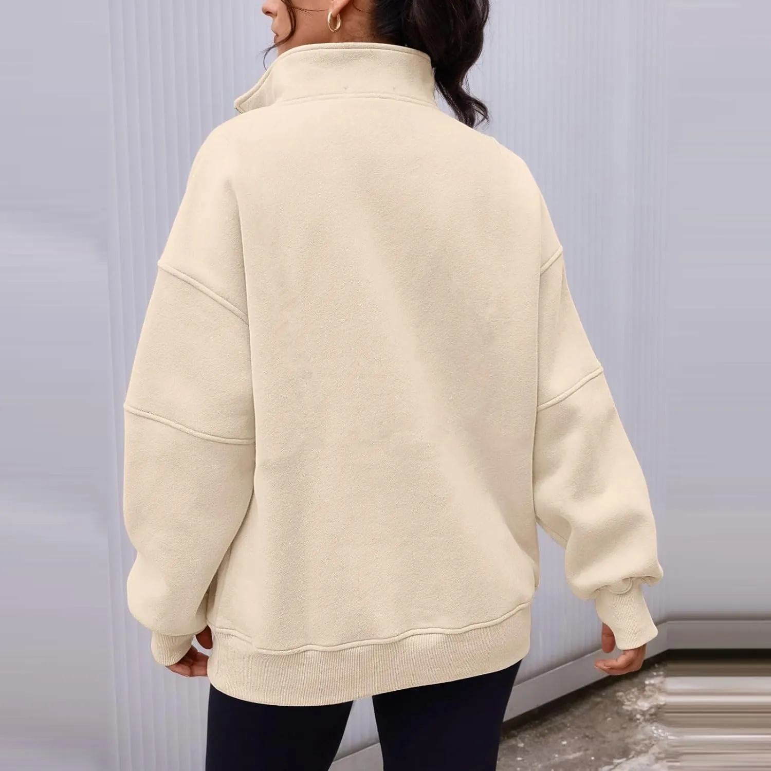 midelxp Half Zip Sweatshirt Women Fleece Oversized Hoodies Trendy Long Sleeve Quarter Zip Pullover Thumb Hole Winter Clothes