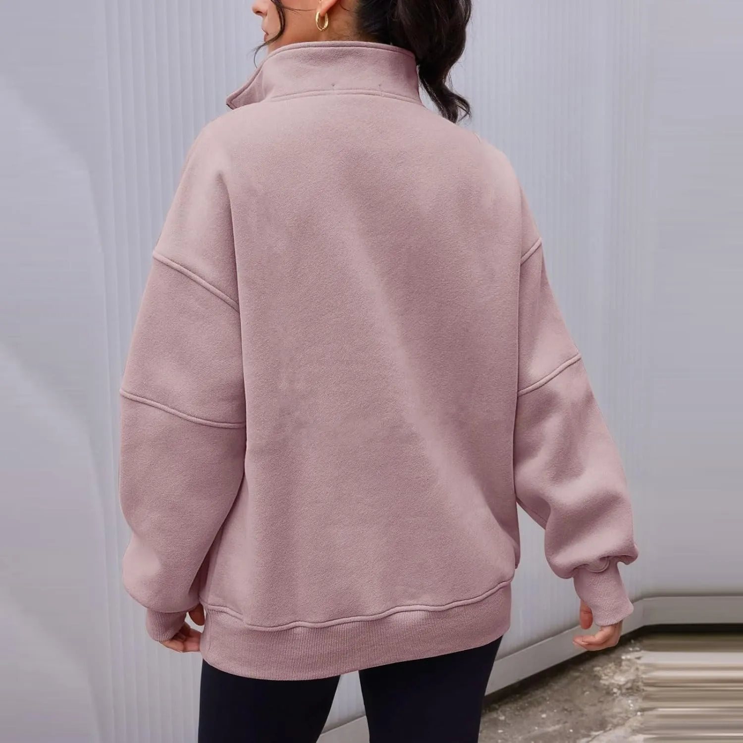 midelxp Half Zip Sweatshirt Women Fleece Oversized Hoodies Trendy Long Sleeve Quarter Zip Pullover Thumb Hole Winter Clothes