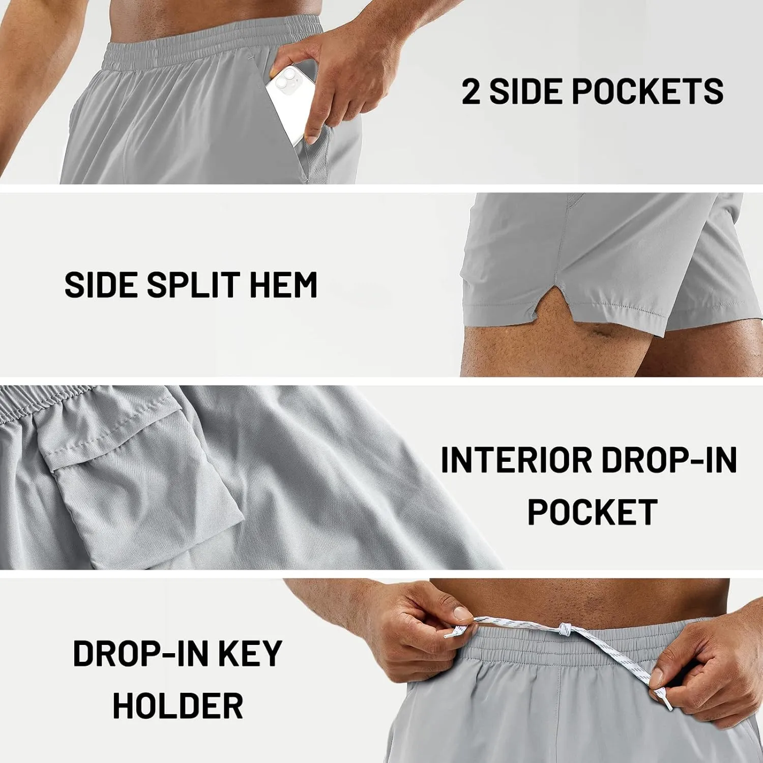 MIER Men's Workout Running Shorts Quick Dry Active 5 Inches Shorts with Pockets, Lightweight, Breathable