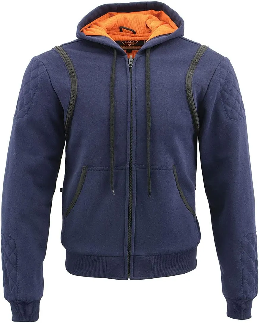Milwaukee Leather MDM3020 Men's Blue Denim '5-in-1' Club Style Vest with Removable Hoodie