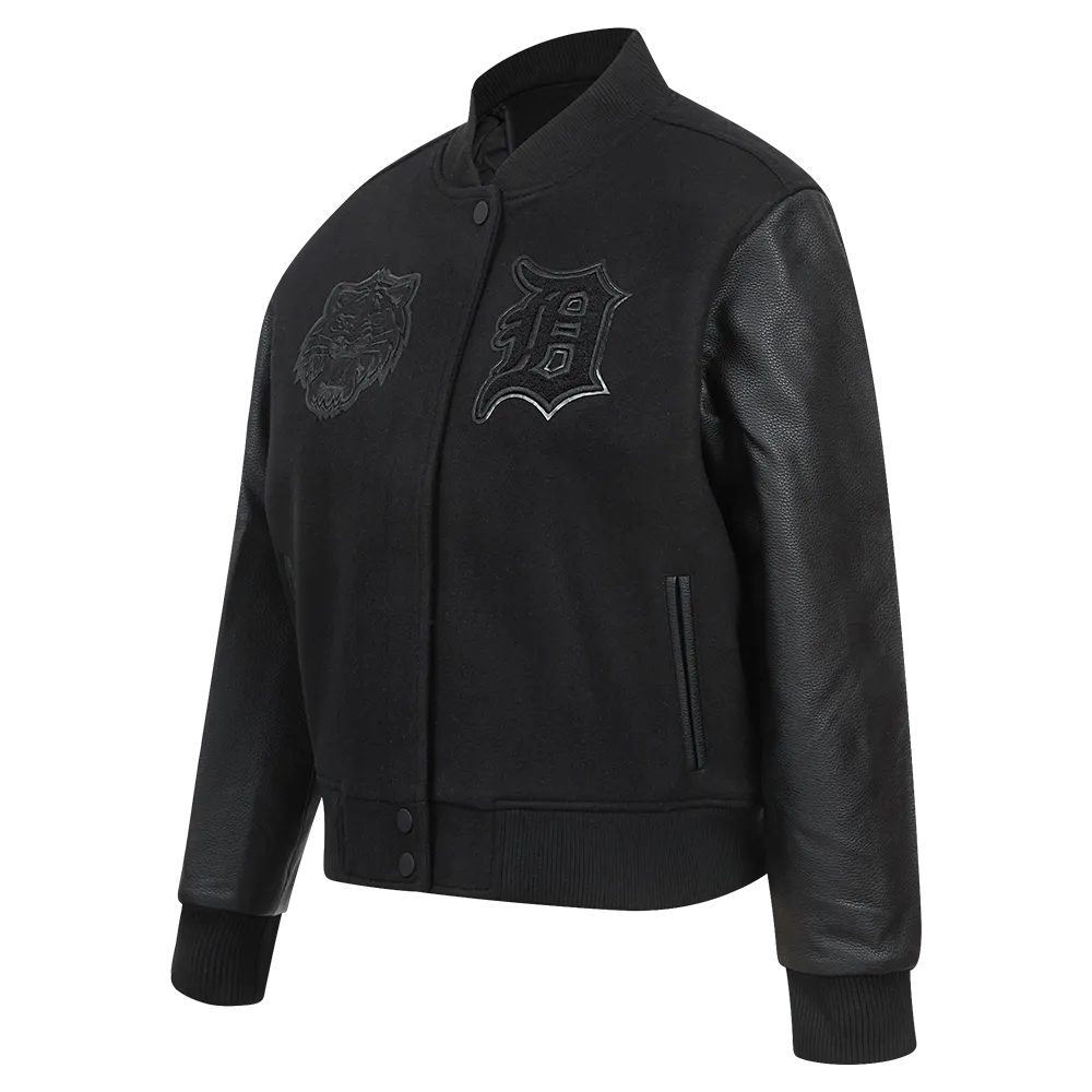 MLB DETROIT TIGERS TRIPLE BLACK WOMEN'S WOOL VARSITY JACKET (TRIPLE BLACK WOMEN'S)
