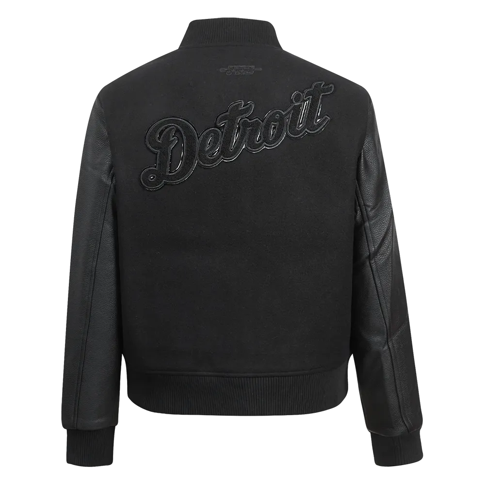 MLB DETROIT TIGERS TRIPLE BLACK WOMEN'S WOOL VARSITY JACKET (TRIPLE BLACK WOMEN'S)
