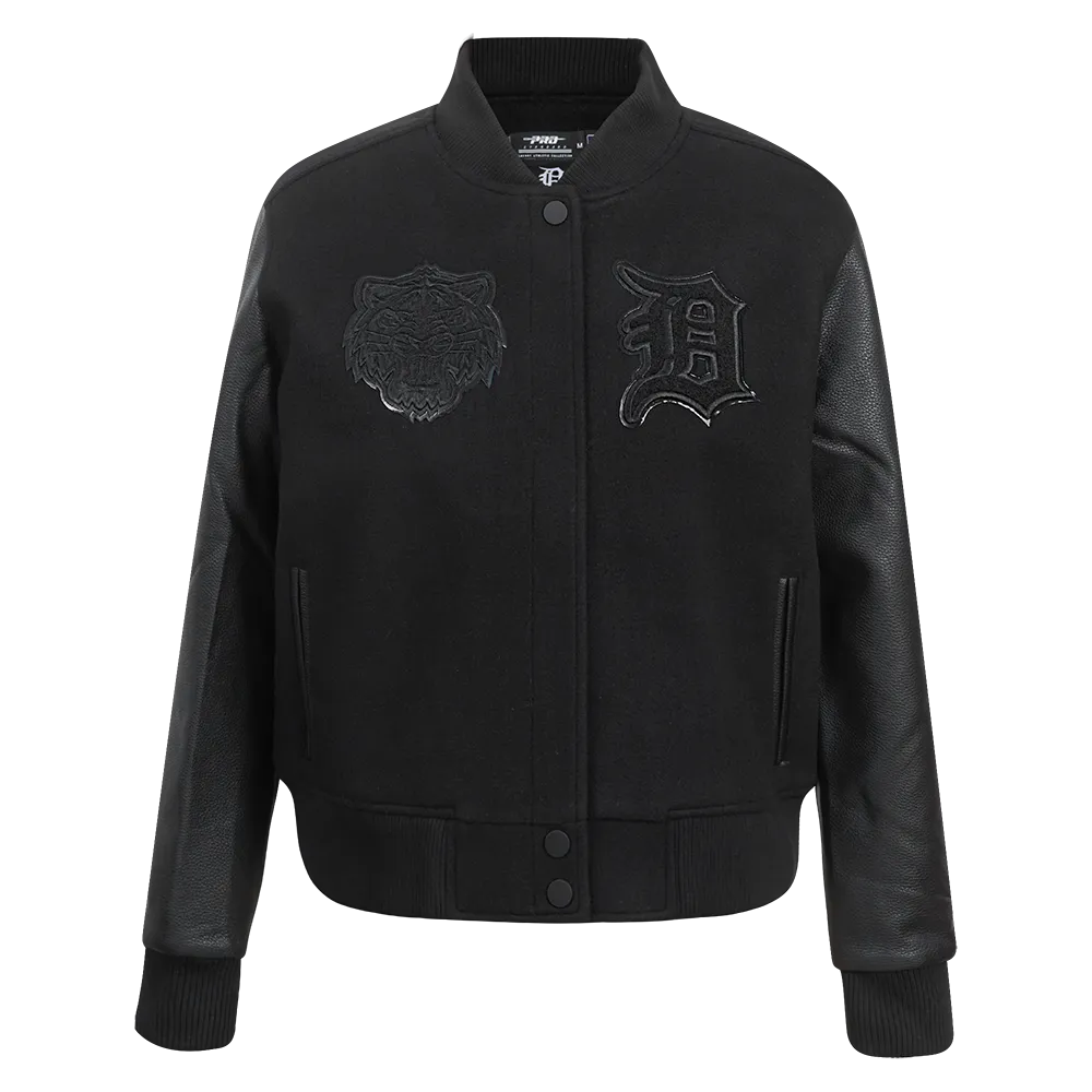 MLB DETROIT TIGERS TRIPLE BLACK WOMEN'S WOOL VARSITY JACKET (TRIPLE BLACK WOMEN'S)