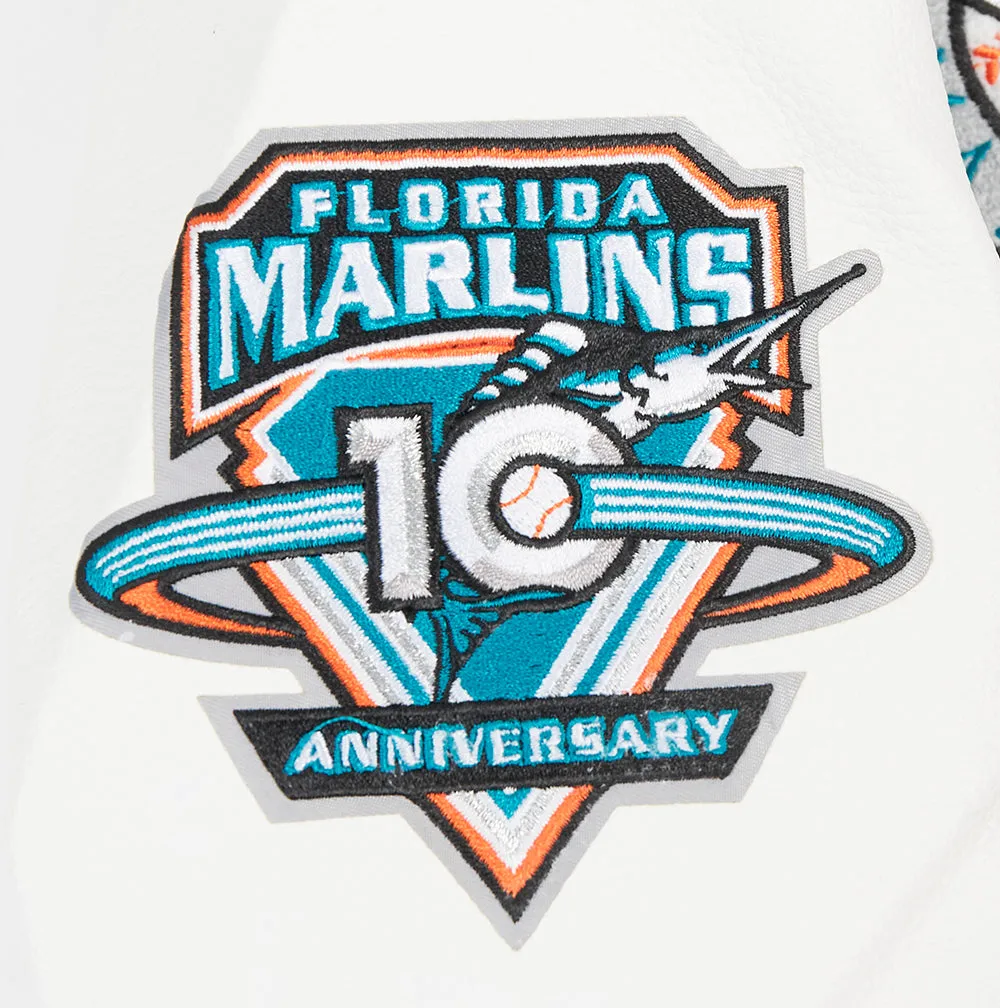 MLB FLORIDA MARLINS RETRO CLASSIC WOMEN'S RIB WOOL VARSITY JACKET (BLACK/WHITE)