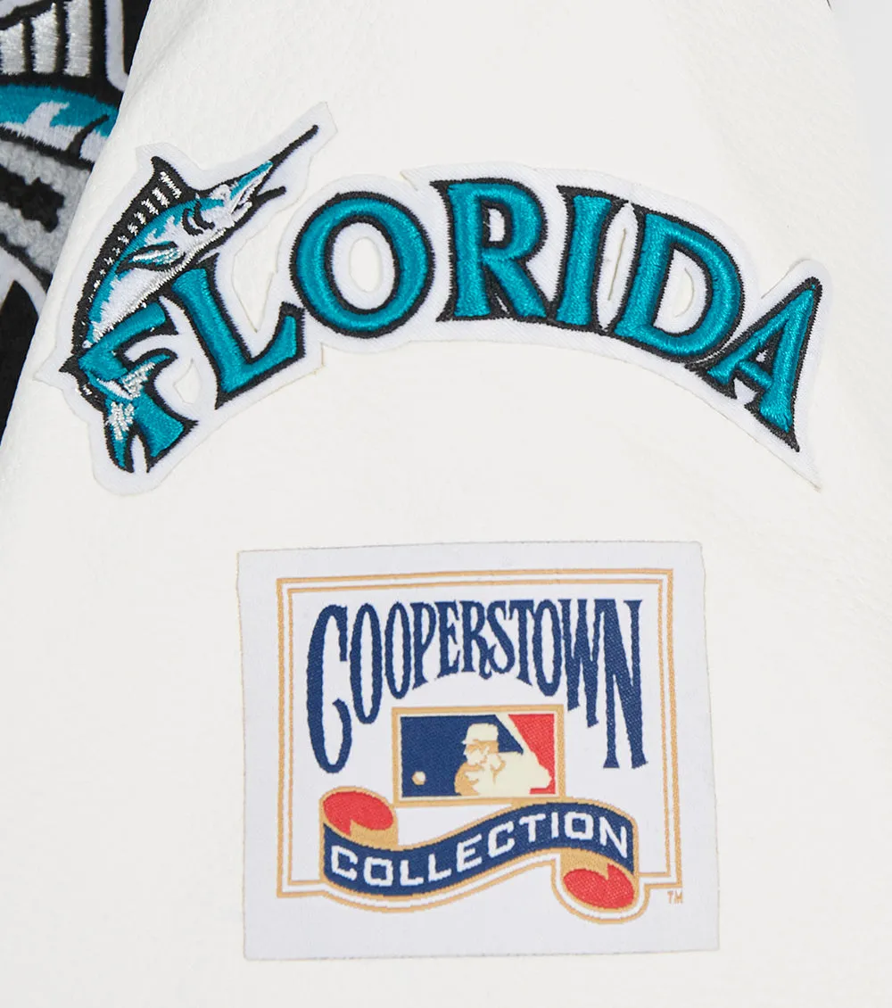 MLB FLORIDA MARLINS RETRO CLASSIC WOMEN'S RIB WOOL VARSITY JACKET (BLACK/WHITE)