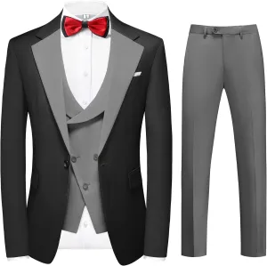 MOGU Mens 3 Piece Suits Slim Fit Tuxedo Suit Set Blazer Vest Pants for Wedding