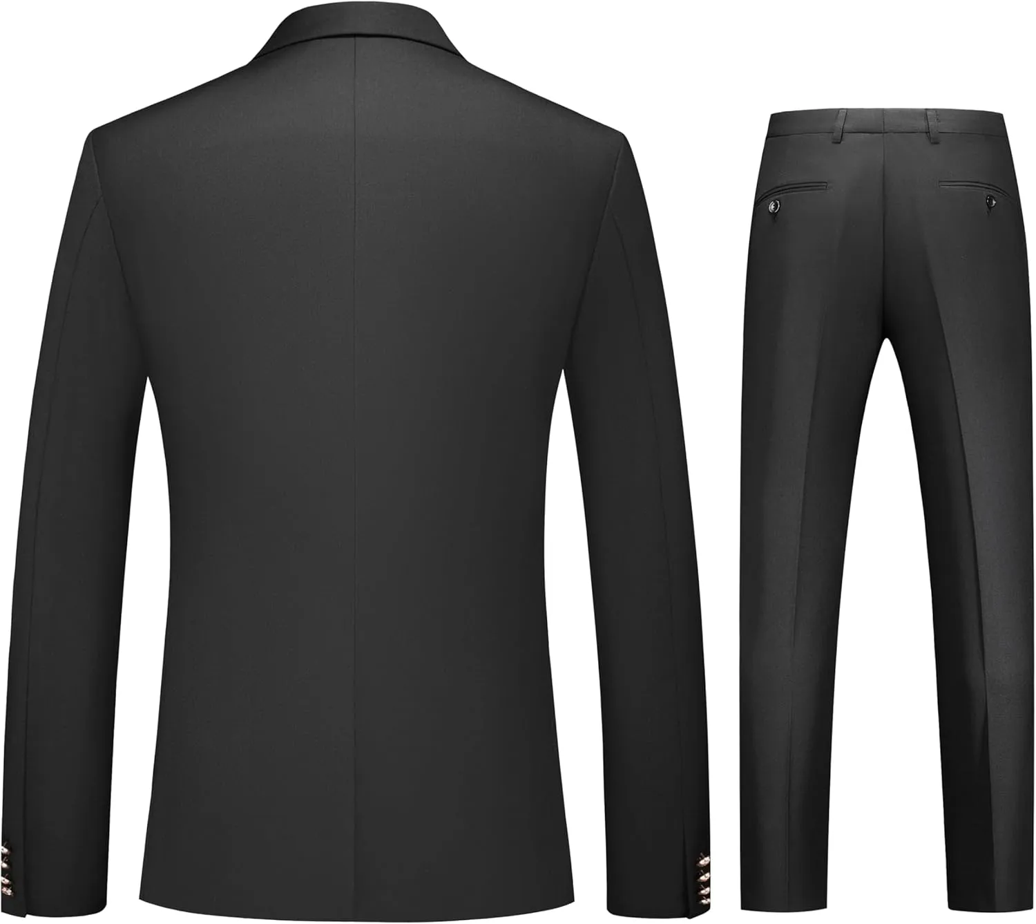MOGU Mens Suits Gold Buttons 3 Piece Slim Fit Tuxedo Suit Set Blazer Vest Pants for Wedding Prom