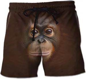Monkey Mens Swim Trunks - Zoo Animal Swimming Trunk for Men - Beach Shorts, Mens Swim Shorts 46