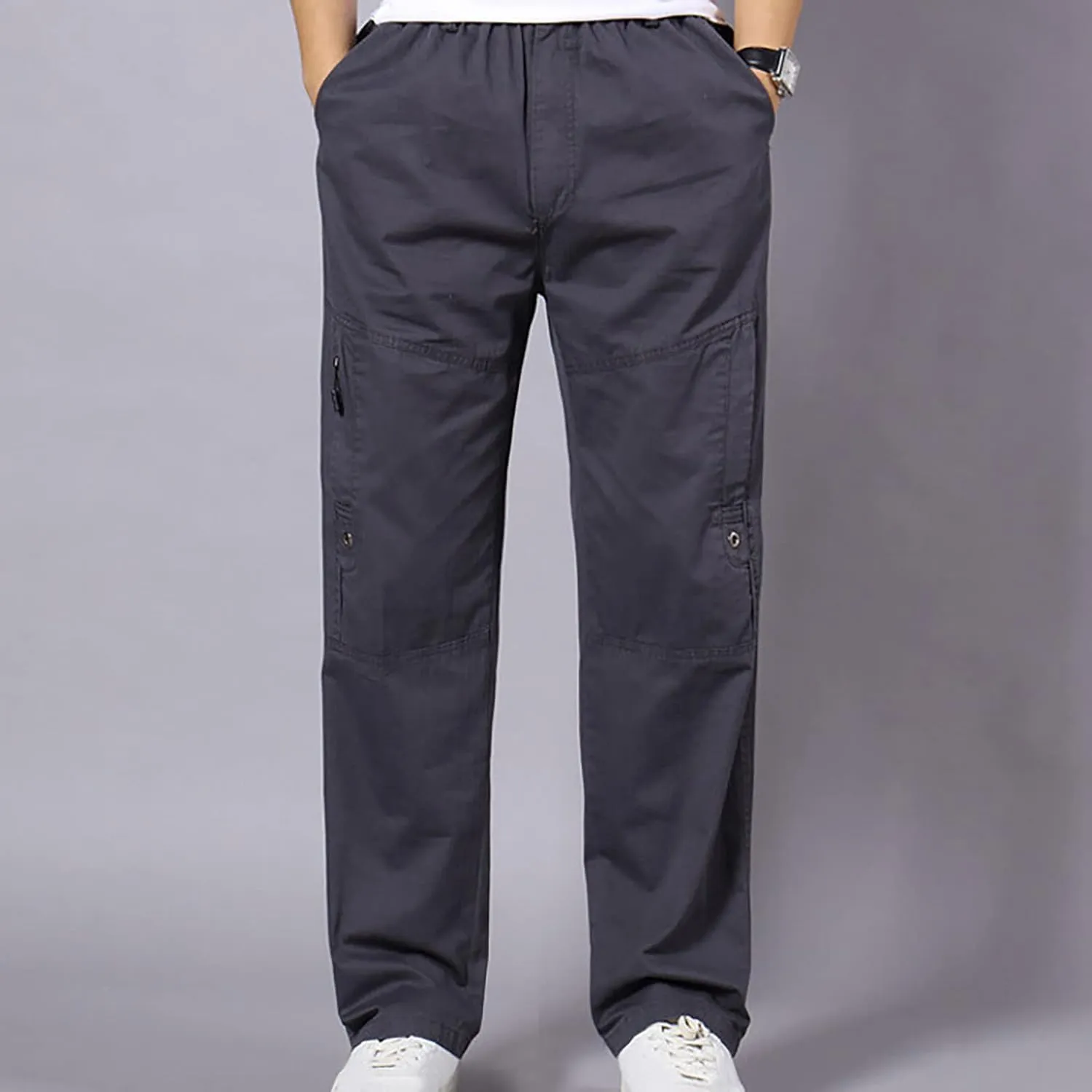 Muscularfit Baggy Cargo Pants Men 2023 Lightweight Solid Cotton Utility Tooling Trouser Causal Loose Multi Pockets Sweatpants