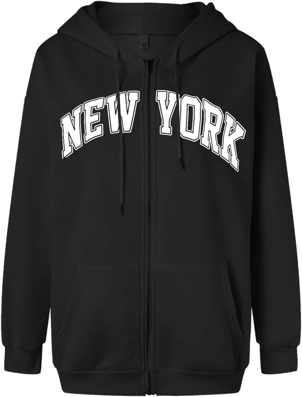 NEW YORK Letter Graphic Hoodies Sweatshirts for Women Zip Up Fall Drawstring Hoodie Jackets Y2K Clothes With Pockets