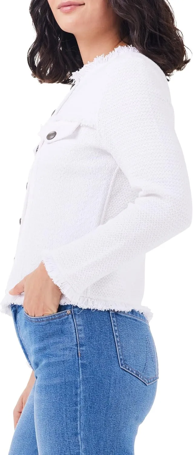 NIC ZOE Women's Utility Fringe Mix Knit Jacket