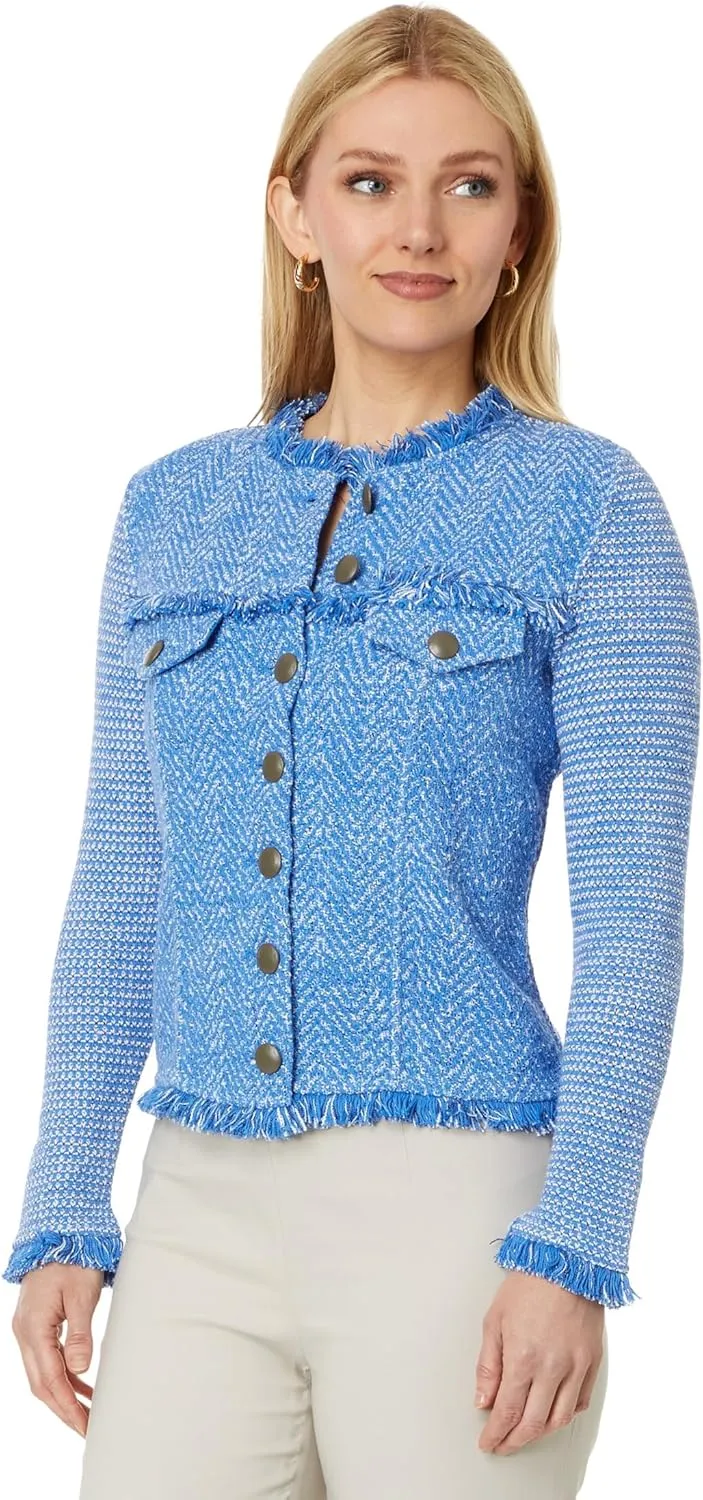 NIC ZOE Women's Utility Fringe Mix Knit Jacket