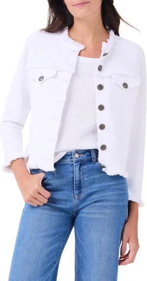NIC ZOE Women's Utility Fringe Mix Knit Jacket