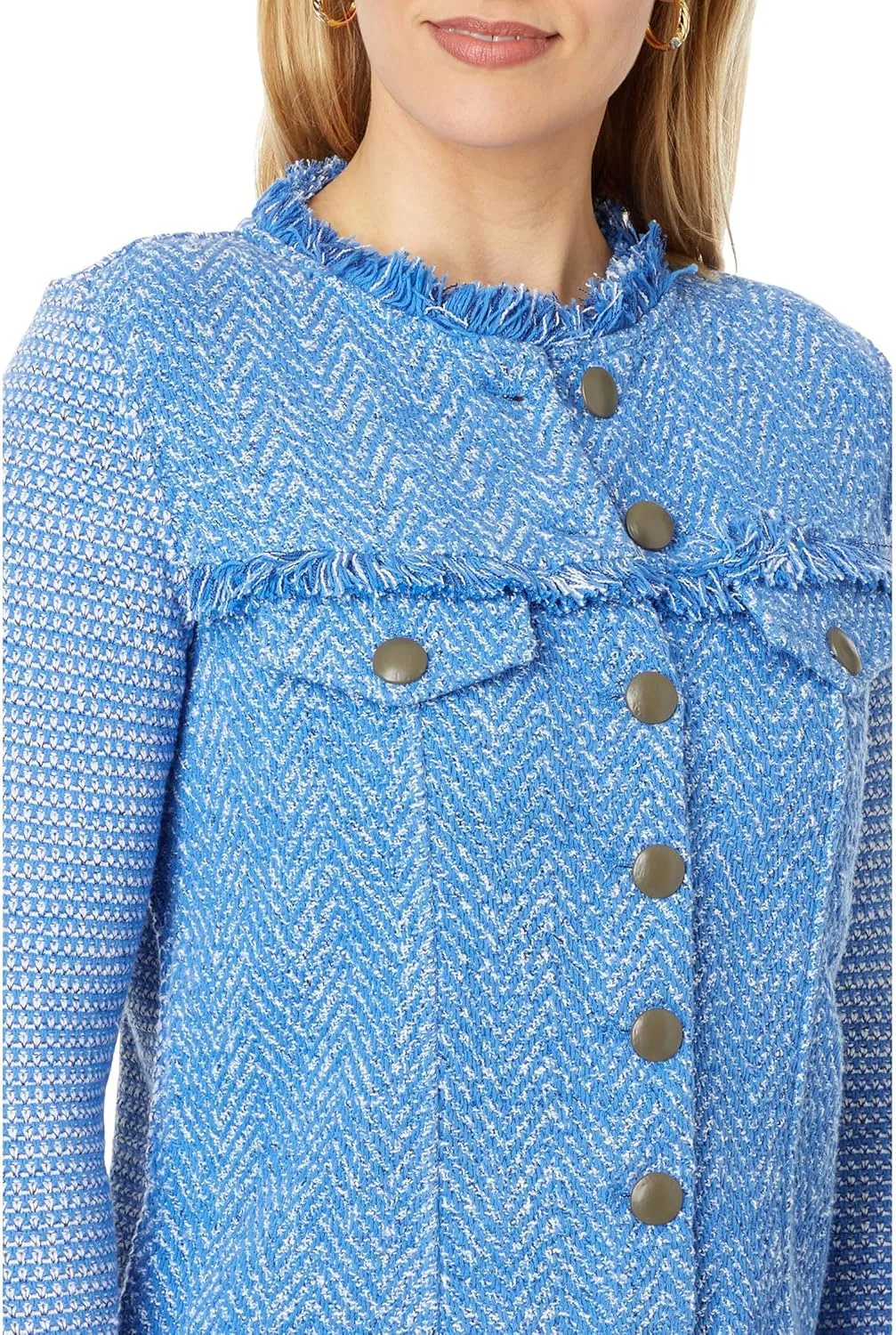 NIC ZOE Women's Utility Fringe Mix Knit Jacket