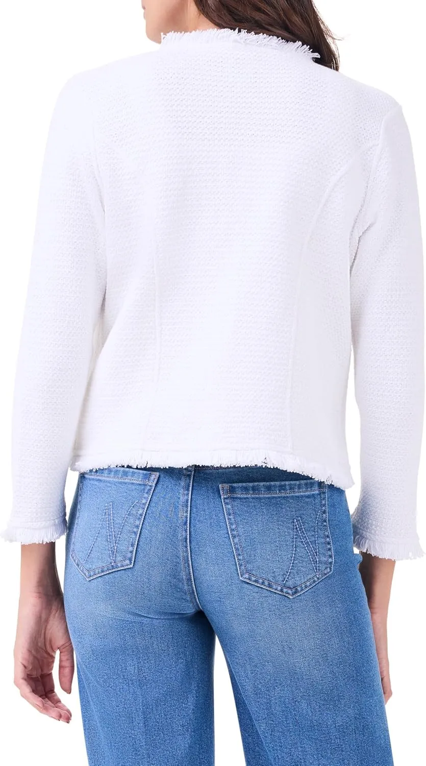 NIC ZOE Women's Utility Fringe Mix Knit Jacket